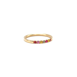 Roségoldring mit Saphiren und Rubin