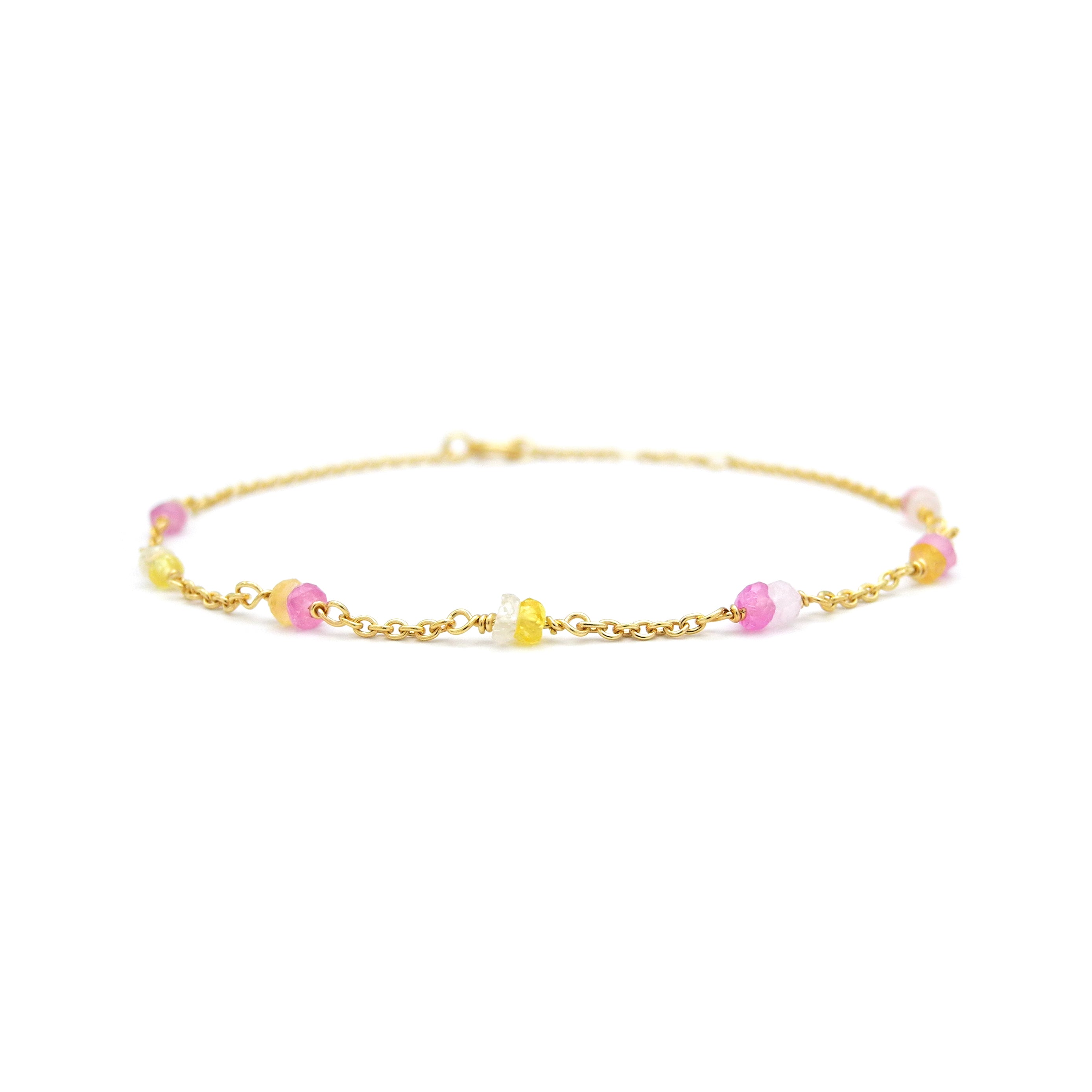 Saphirarmband Rosa-Gelb