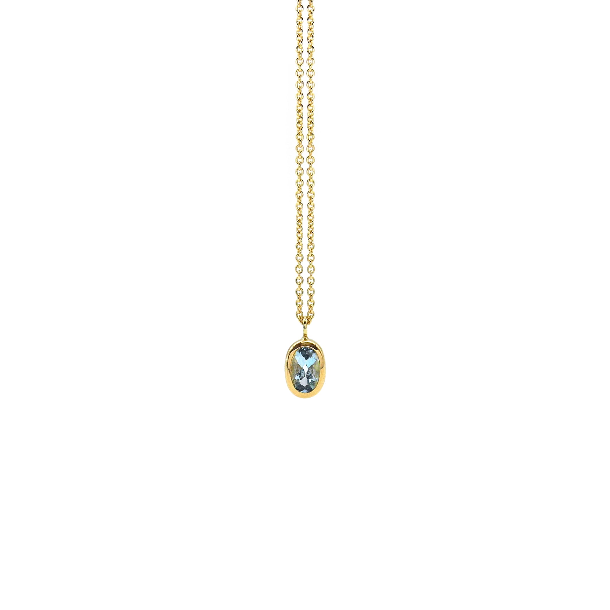 750-Goldkette mit Aquamarin