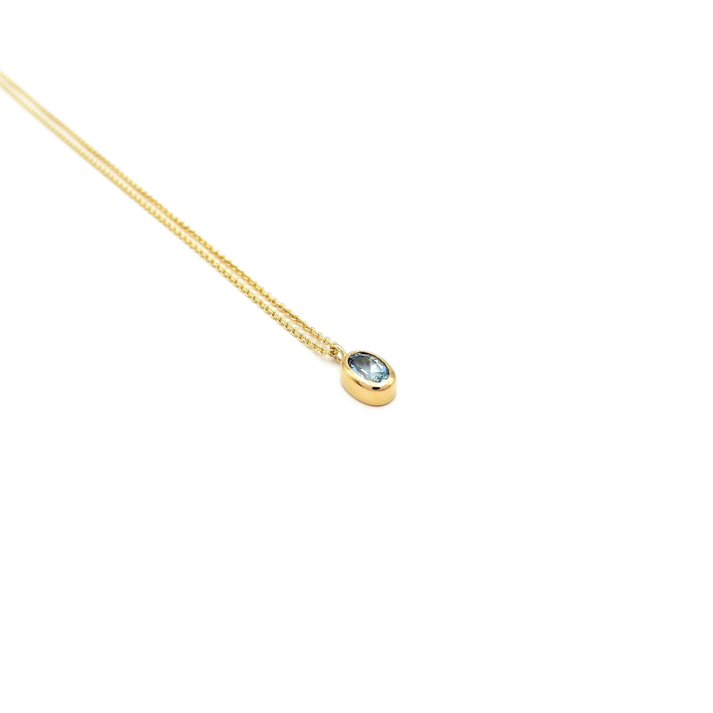 750-Goldkette mit Aquamarin