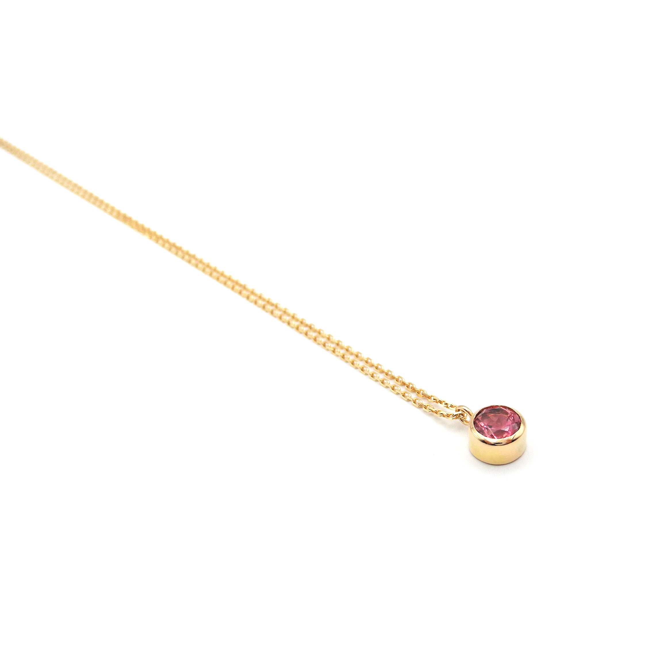 Goldkette mit rot-rosa Turmalin