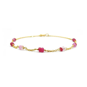 Goldarmband mit rot-rosa Saphiren